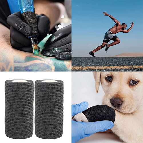 Bandagem Elástica Adesiva Flexível Atadura Vtrap 10cm 2 Unid Cor Preto