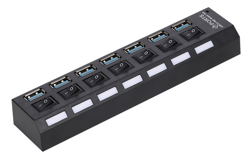 Divisor De Hub Usb 3.0 De 7 Puertos Con Interruptor Para Pc