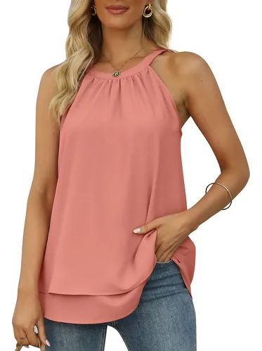 Blusas sin manga de chifon deals