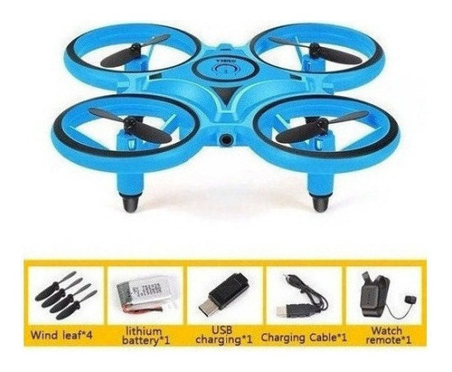 Dron Cuadricóptero Acrobático Con Control De Gestos Color Azul