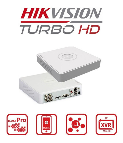 Dvr 4 Cam 1080p +1ip Hikvision Blanco, 2usb Vga Hdmi 