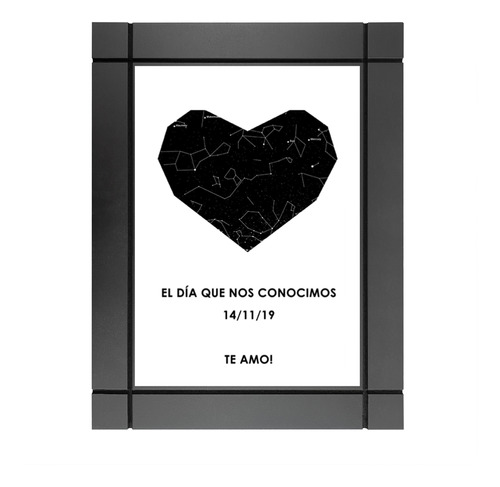 Cuadro Decorativo Madera Personalizado Mapa Estelar Corazón