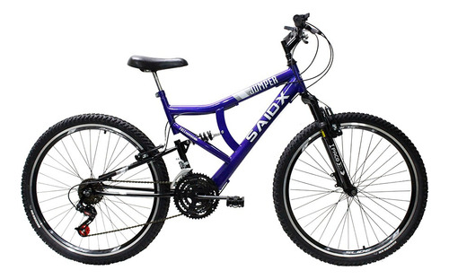 Bicicleta Aro 26 Saidx Full 18 Marchas V-brake Cor Azul/preto