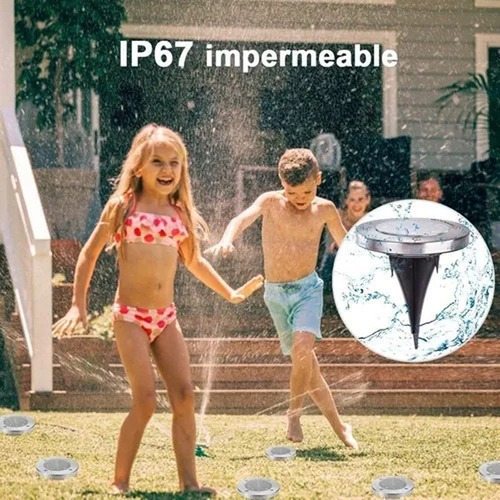 12 Led Luz Solar Lámpara De Tierra Terraza De Jardín Al