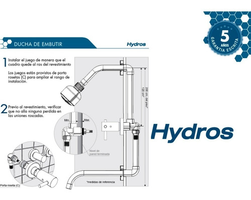 Imagen 7 de 8 de Combo Grifería Baño Hydros Viva Cromo Lavatorio Ducha Bidet