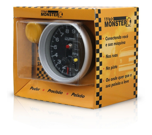 Imagem 2 de 7 de Conta Giro Velocimetro Automotivo Rpm Monster Led 7 Cores