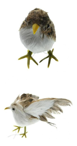 2 X Figuritas De Gorrión De Pájaro Con Plumas Artificiales
