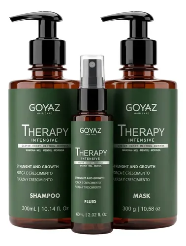 Kit Terapia Capilar Goyaz Hair Care Shampoo Máscara Tônico Antiqueda Fortalecedor