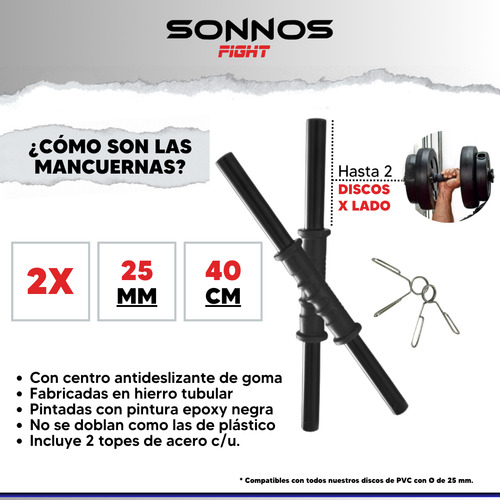 Kit Barra + Mancuernas + 30 Kg. De Disco Pesas