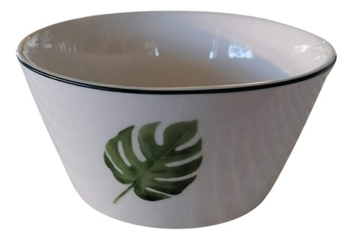 Bowl De Cerámica Con Diseño Hojas 350ml