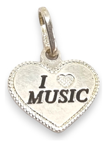 Dije Plata Corazon I Love Music 13 Mm