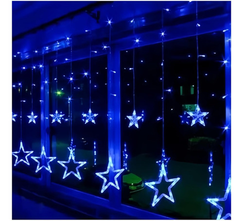 Pisca Pisca Cascata 138 Led Estrelas Natal Conector M/f Luzes Azul 220v