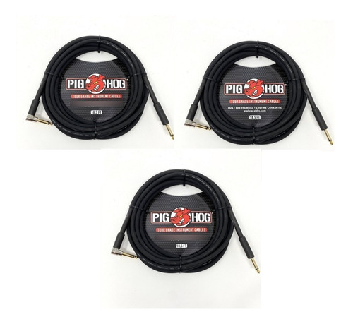 Cable Plug de 1 Plug plug a 1 Plug plug Pig Hog Ph186r negro de 5.64m - Pack de 3 unidades