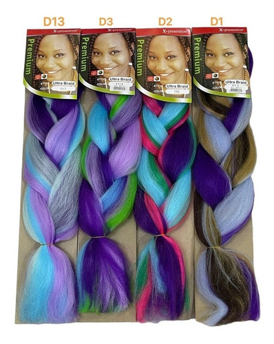 4 Extensión Trenza Africana Kanekalon Colores