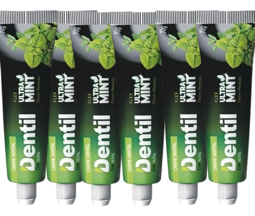 Creme Dental Dentil Ultra Mint Sem Flúor Com Xilitol 6 Unid