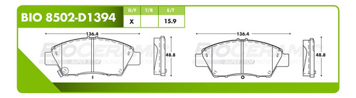 Balatas Delanteras Honda Cr-z 1.5 2011-2015 Bio8502d1394 Cer