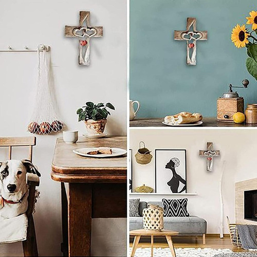 // Cruz De Pared De Con Corazones Entrelazados Huecos