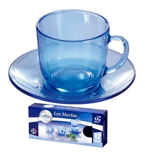 Set Tazas 6pzas 220ml 6 Platos Lys Marine Vidrio Duralex