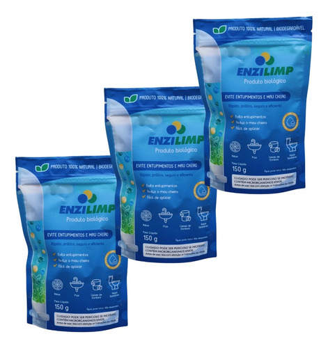 Kit 3 Enzlimp 3x150g Limpa Vaso Sanitário Produto Biológico