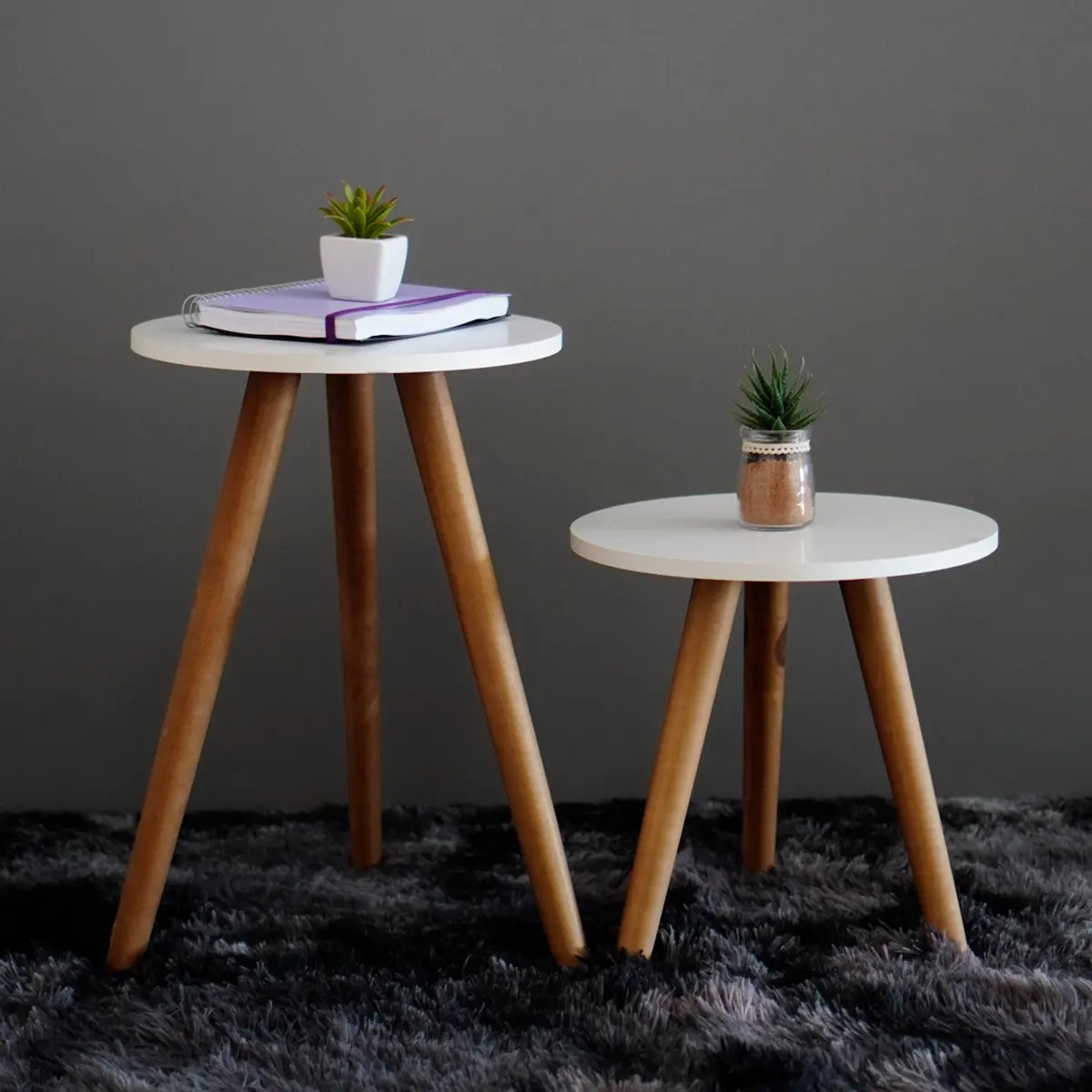 Mesa Lateral Cabeceira Pe Palito 2 Mesas Cor Branco