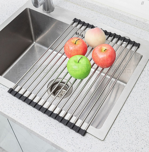 Escurreplatos Plegable Multiusos Para Utensilios De Cocina Color Negro