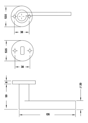 Imagen 4 de 5 de Manija Doble Hafele 903.91.666 Alta Gama Hl12 Acero Inox.