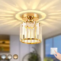 Comprar Oxyglow Lámpara De Techo Cristal Moderna Decorativa, Lámpara Colgante Semiempotrada Interior Vintage Elegante Iluminación Colgante Industrial Para Baño Pasillo Bar(redonda-dorado)