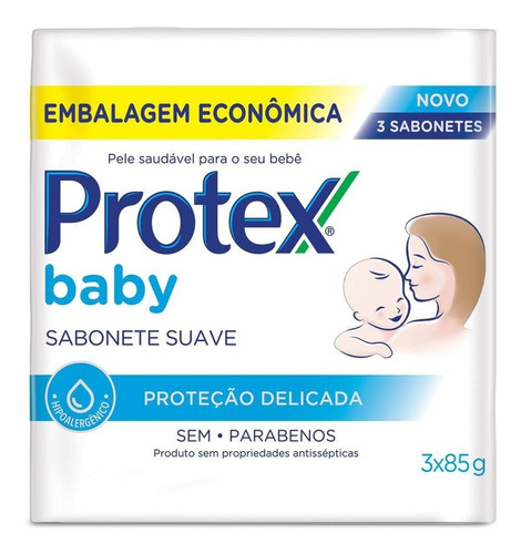 Sabonete Em Barra P/ Bebê Protex Baby Delicate Care 85g 3un 