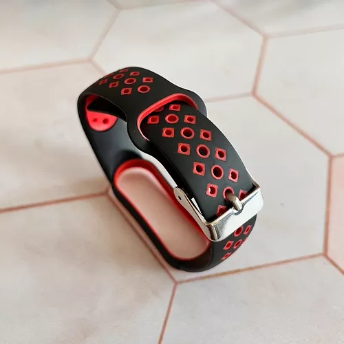 Correa Cool para Xiaomi Mi Band 3 / 4 - Piel Rojo + Carcasa Metalica