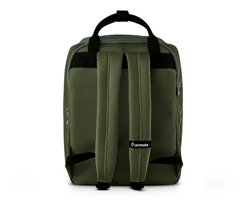 Mochila Matera Para Notebook - Militar Tiras Negras Color Verde oscuro Diseño de la tela Liso