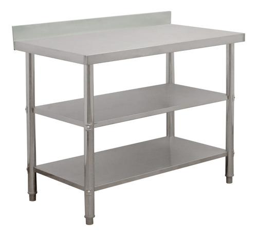 Mesa A Pared 100% Acero Inox 110x60x90 Doble Color Gris