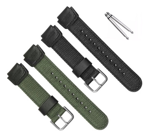 Pulseira Nylon Compatível Casio Sgw-300h Sgw-400h Sgw-500h Cor Preta