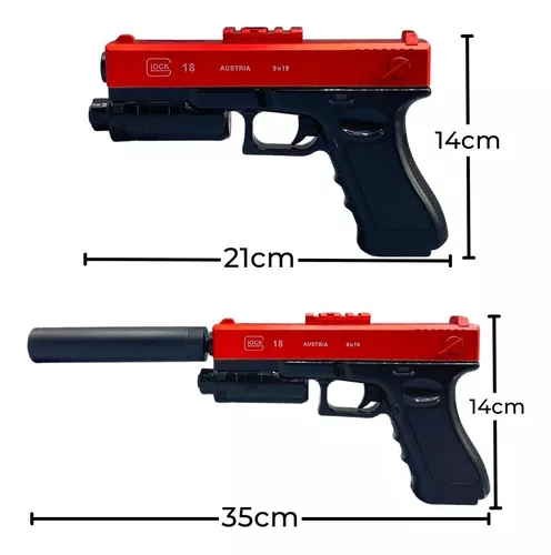 brinquedo arminha glock lança bolinha de gel premium - Escorrega o