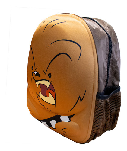 Mochila Para Kinder Baby Chewbacca Star Wars Ruz - ¡prepárate Para La Aventura! Comodidad Y Estilo Galáctico Para Los Más Pequeños. Color Marrón Claro Diseño De La Tela Lisa