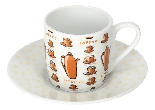 Set De 6 Tazas Con Plato Para Café Espresso Marca Konitz®