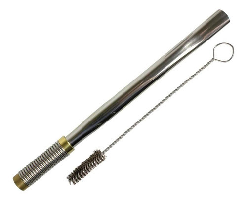 Bomba De Tereré Aço Inox Trot's Redonda Com Regulagem Rosca