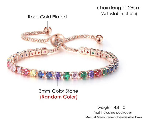 Pulsera Iónica De Cristal B Con Circonitas Redondas De Color