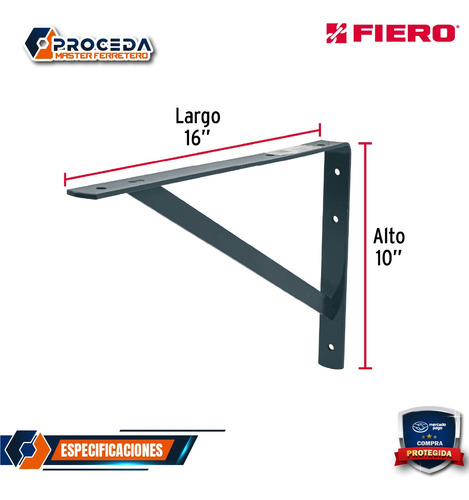 Ménsula De Acero Reforzada Gris 10 X 16 44674