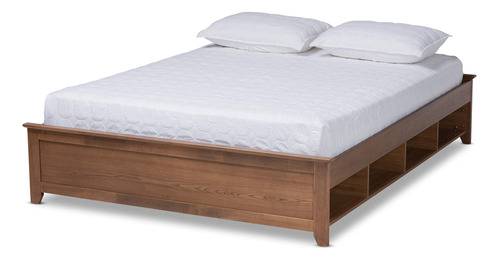 Baxton Studio Bastidor Cama Queen Nogal Ceniza