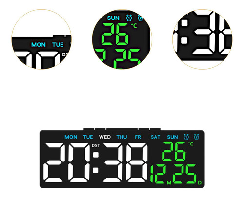 Despertador Digital Relógio De Mesa Preta Tempo Branco