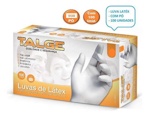 Luvas descartáveis Talge cor natural tamanho M de látex com pó x 100 unidades
