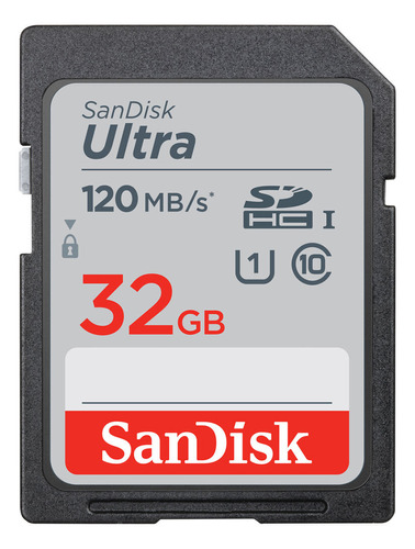 Cartão De Memória Sd Sandisk 32gb Ultra 120mbs Classe C10