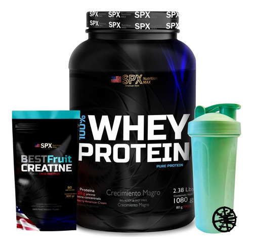 Whey Protein Proteína Pure 100% + Creatina Spx + Vaso Shaker