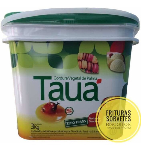 Gordura Vegetal De Palma Taua 3 Kgs Zero Trans Sabonetes 