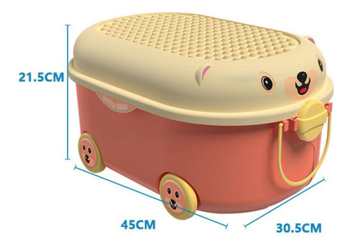 Caja De Almacenamiento De Juguetes Con Ruedas, Rosa