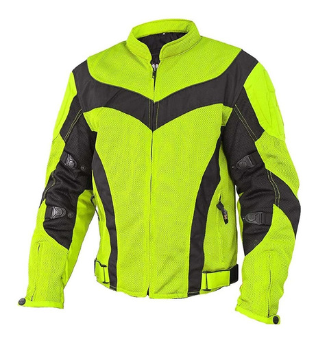 Chaqueta De Moto Blindada De Malla Verde Neón Hombre- 3x-g