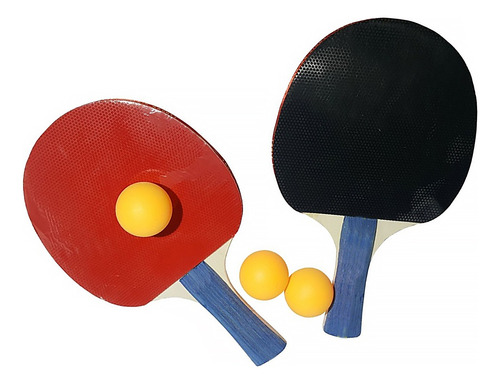 Set Ping Pong 2 Paletas + 3 Pelotas Madera C/ Goma Pelotitas