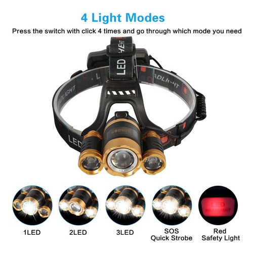 Linterna Led Para Faros Delanteros, Recargable Con Luz De Se