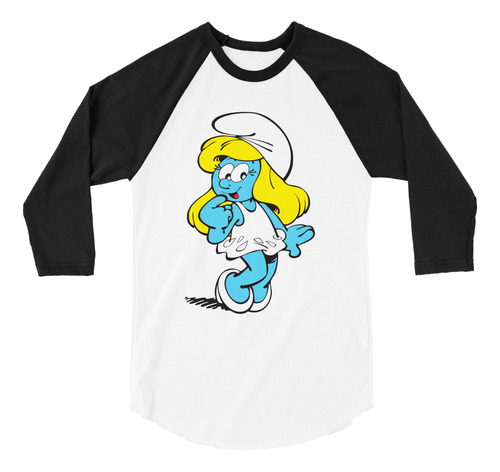 Playera 3/4 Pitufina Los Pitufos Smurfs