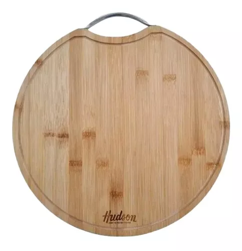 ▷🥇 distribuidor tabla cortar cocina redonda de madera de bambu con mango Ø  26 x 36 cm